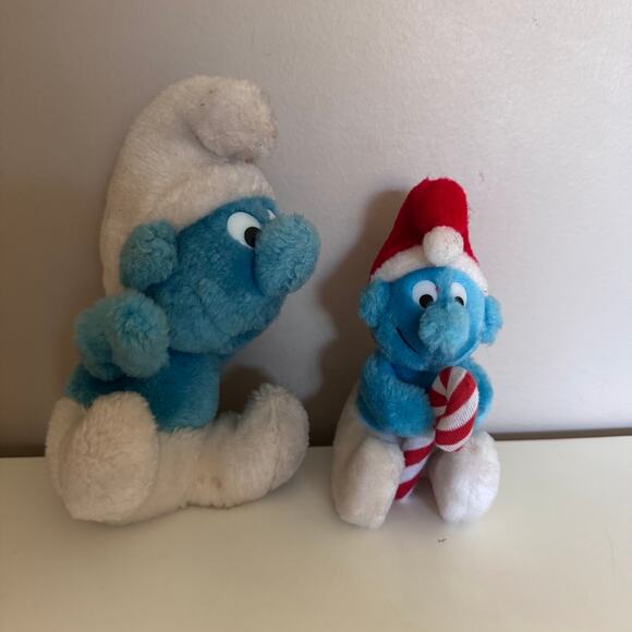 Vintage 1980s Blue Smurf Plush Stuffed Animals PEYO - Picture 1 of 8